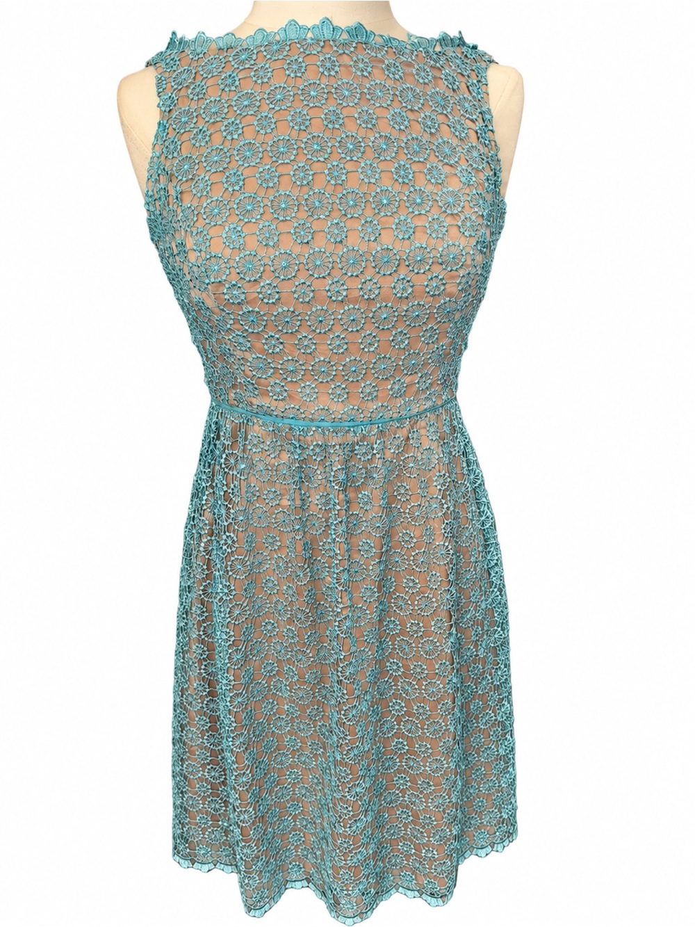 Adrianna Papell Aqua Floral Lace Sheath Dress